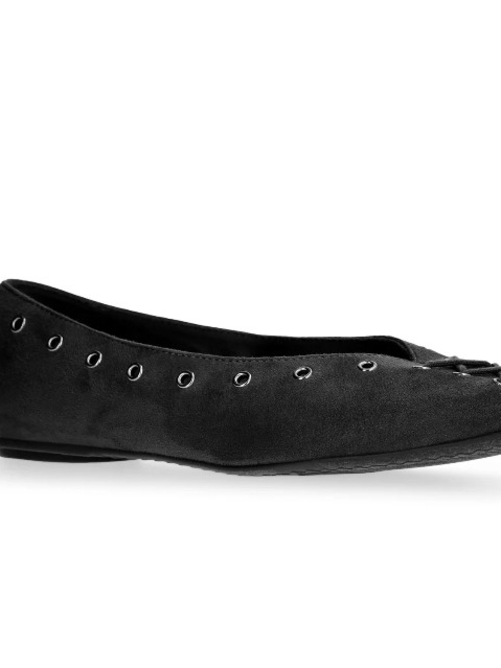 Time and Tru Women's Faux Suede Corset Ballet Flats NWT Black